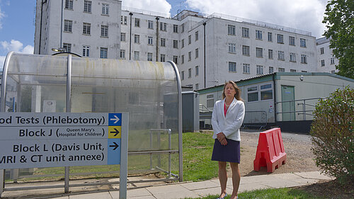 Helen Maguire MP outside St Helier